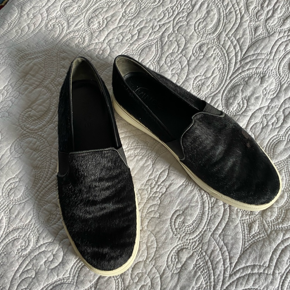 Vince cow fur slides